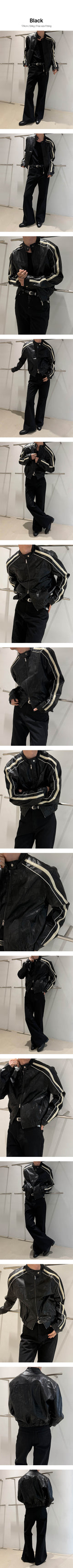 [CROP ITEM] バイカーラインレザージャケット