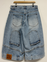 UP SIDE DOWN BACK PATCH CARGO BALLOON DENIM BERMUDA 🩵🖤2COLOR