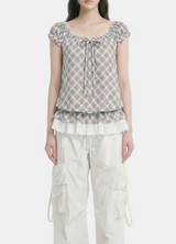 Romantic Check Frill Blouse