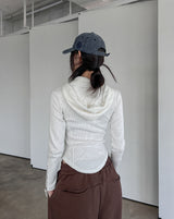 Kind zipper ribbed slim hoodie zip-up