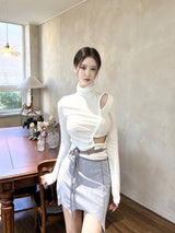 1080. Cut out leather strap mini sk (2color)
