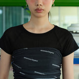 Drape Banded Tube Top Black