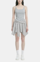 Aven Slim Sleeveless Check Wrap Dress