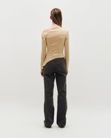One Shoulder Draped Jersey Top _ BEIGE