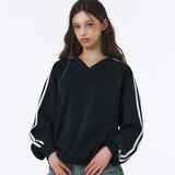 [Unisex] スポーティートラックVネックオーバーフィットスウェットシャツ (4color)