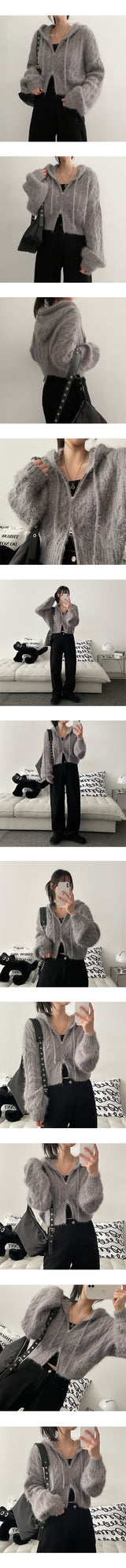 Toti Two Way Twisted Knitted Hooded Zip-Up Hoodie