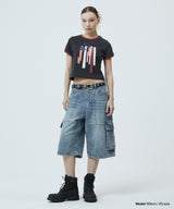 フラッグアップリケリンガークロップTシャツ