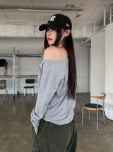 Rabbit Basic Cotton Off Shoulder Long Sleeve