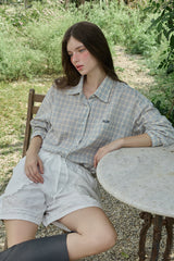 Peeky check shirt_skyblue
