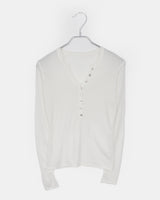 ハパボタンVネックスリムフィット長袖Tシャツ