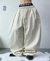 BASIC LINE BALLOON COTTON PANTS💛🤍🖤🤎💚 - 5 COLORS