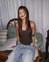 (3color) Heart Shell Shirring Y-Back Camisole