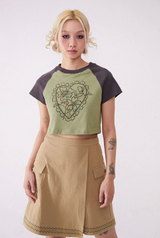 Chemical Girls Contrast color round neck raglan short sleeve T-shirt