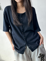 Delita Loose Knit Short-Sleeve Cardigan 5color