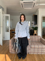 26SS★ [BAONHAUS]クールアンバランスフリルレイヤードスカート