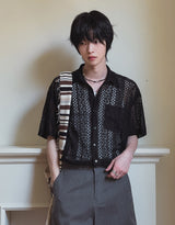 Pla Embroidery パンチング半袖シャツ