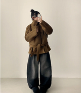 ポニーシックベルトダブルハイネックコート