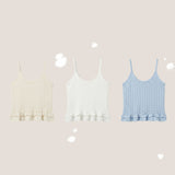 レイヤードスリーブレストップス 🌼 フリルニットストラップスリーブレスビスチェ (3 colors)