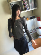 ティワーリブカラーラグランロングスリーブTシャツ