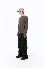 SIGNATURE LOGO WAFFLE L/S TEE (KHAKI)