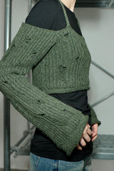 C BOLERO OFF SHOULDER KNIT TOP_KHAKI
