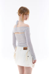  UNBALANCE CAGO SKIRT PANTS / WHITE