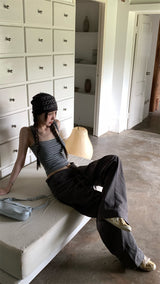 Bold Shoulder Stripe Sleeveless T-shirt