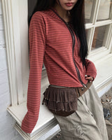 Roban Slim Stripe 2way Hoodie Zip-Up
