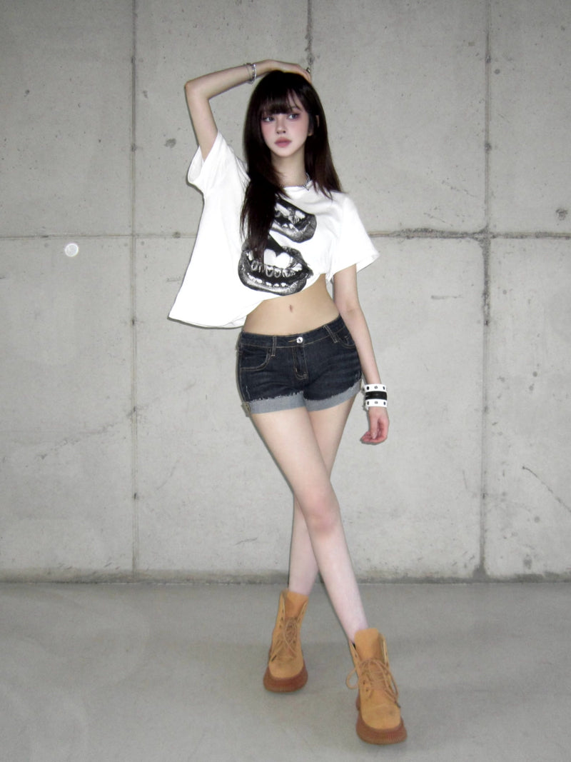 リップオフショルダーTシャツ