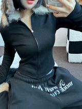 FUR PETIT SLIM HALF CROPPED ZIP-UP 🖤🩶🤍3COLOR