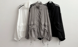 Shelly Gauze Two-Line High-Neck Zip-Up Jumper