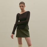 (Z-T-6734)UNBALANCED CUTOUT SLIM LONG KNIT