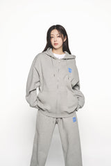 25SS ボックスベーシックロゴフーディージップアップ メランジ