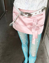 White DOT blue stockings