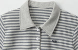 Cozy Stripe Collar Tee 231949406