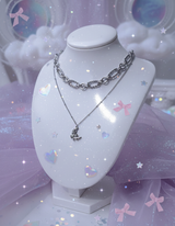 [Baby Monster Rora Necklace] Balletcore Moon Layered Necklace (Surgical Steel)
