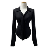 Vella Romantic Silky Slim Tie Blouse (4 colors)