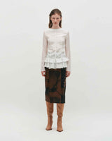 Embroidered Graphic Jersey Skirt _ BROWN