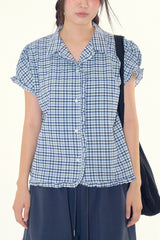 Coco check frill blouse
