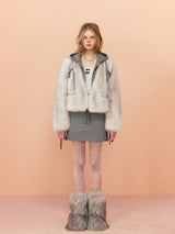 White Foxy Unique Cropped Fur Jacket