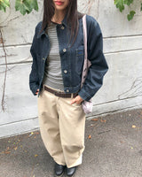 Mizen collar pocket washed denim jacket