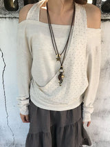 Lodi dot off-shoulder knit 