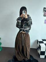 2ウェイ🤎 ノルディックフーディーセミクロッピードジップアップジャケット 🤎💙🩶2カラー