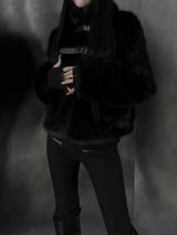 black buckle fur jacket