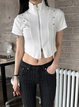 Chic stud half zip up(4color)