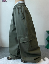 OVER HIP WIDE CARGO PANTS💚🖤🩶 - 3 COLORS