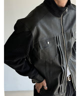 [F/W] ざっくりニットレザージャケット