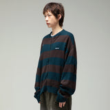 GNT055 Distressed Long Sleeve Zip-up Knit (NAVY)