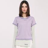 Logo Stitch T shirt  Purple