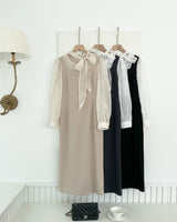 Shuan Tie Color Matching H-Line Long One Piece